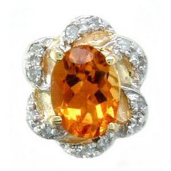 A1615 14K CITRINE 12 DIAMOND SLIDE 